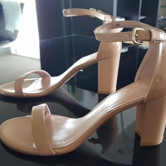 NEW Stuart Weitzman Nude Leather Sandals - Picture 2 of 5